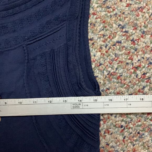 Marchesa Voyage Navy Blue Sleeveless Stitch Knit Sheath Below Knee Dress Size L - Picture 14 of 16